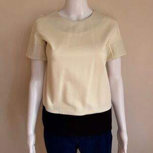 MaxMara Ivory Cream Colorblock Stretch Jersey Short Sleeve T- Shirt Viscose Sz S